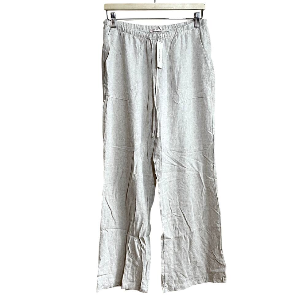 NWT mi ami francesca's flowy linen wide leg trousers women's size large casual